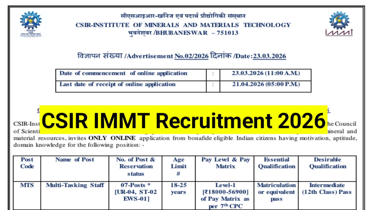 CSIR-IMMT-Recruitment-2026